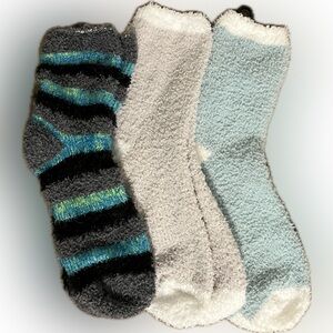 Women’s Plush Ankle Socks Multicolor Stretchy Soft One Size 3 Pairs